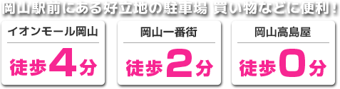 岡山駅前にある好立地の駐車場 買い物などに便利！